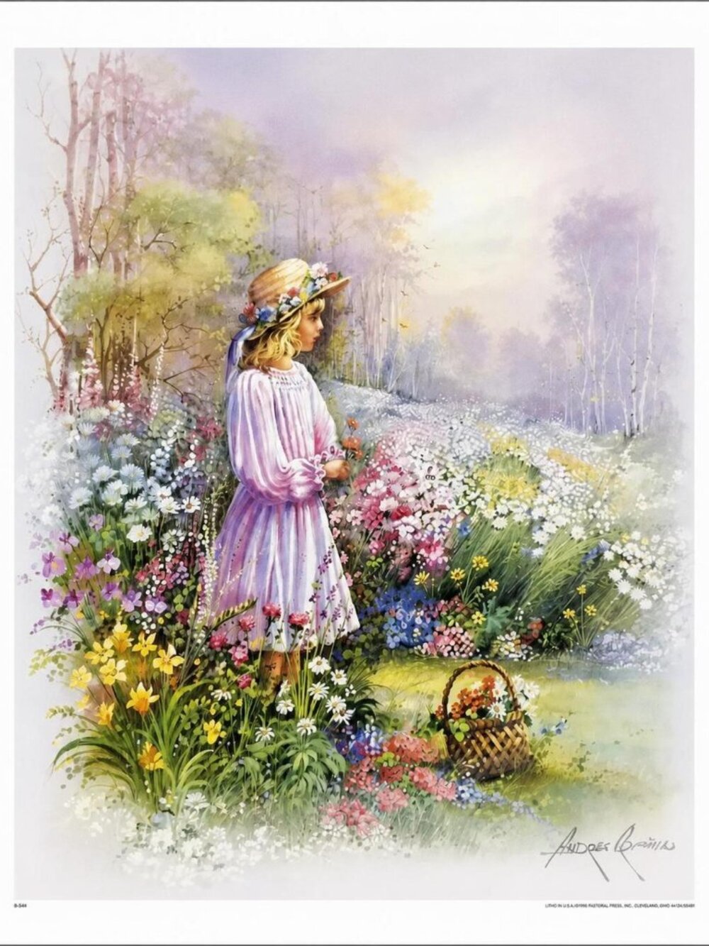 Vintage "Flower Girl" Print By: Andres Orpinas
